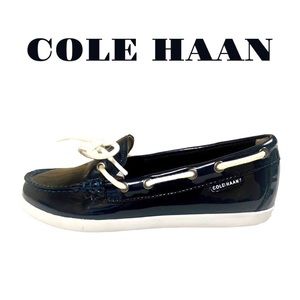 Cole Haan Pinch Women's Boat Shoes Patent Leather Navy Blue Size 7
